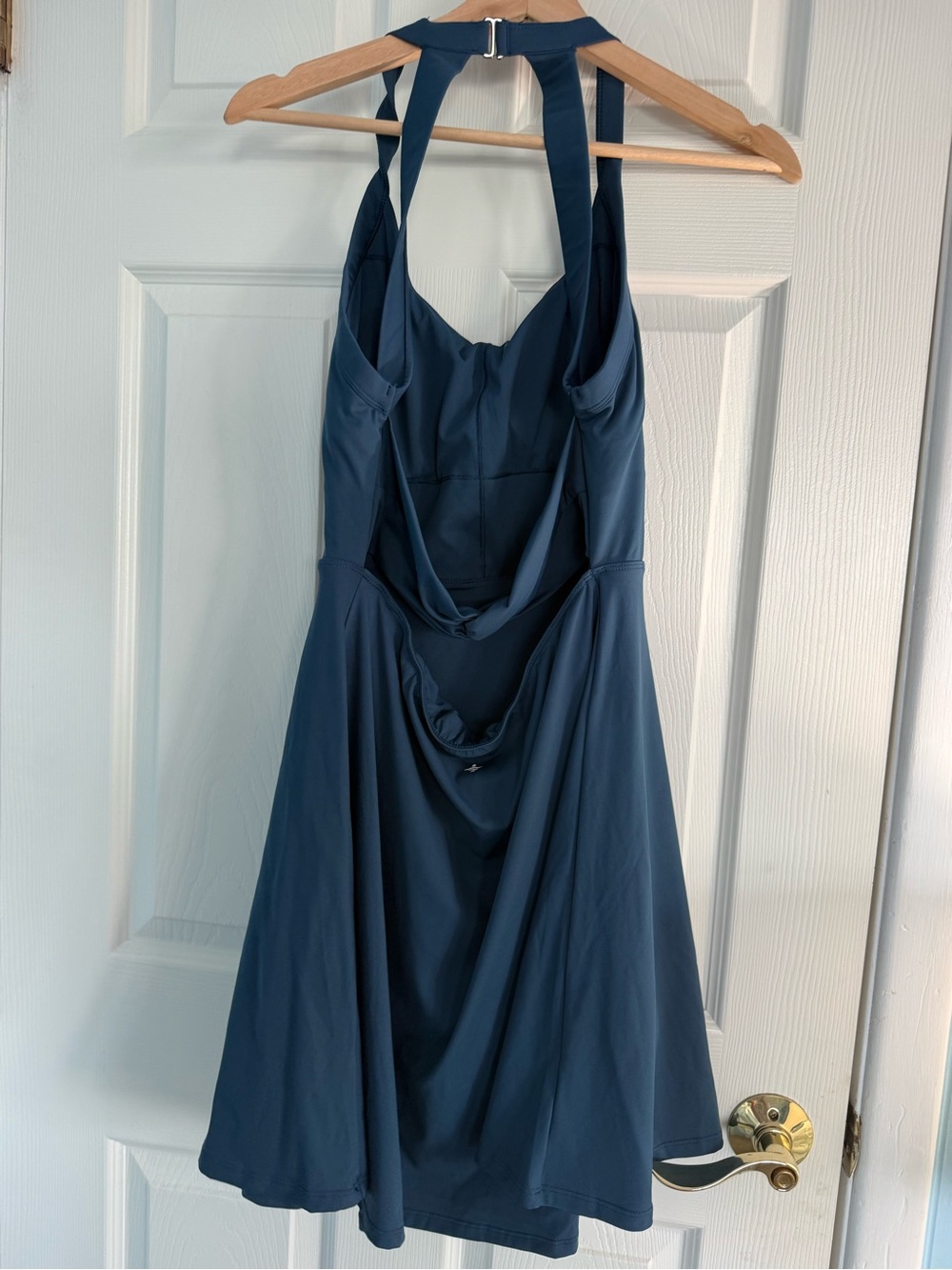 Halara SoftlyZero Airy Backless Twisted Flare Active Dress NEW Blue Large LONG - Picture 4 of 7